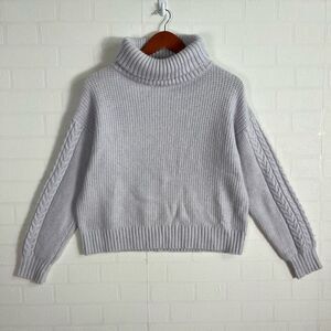 Something Navy Light Lilac Knit Turtleneck Sweater size Small
